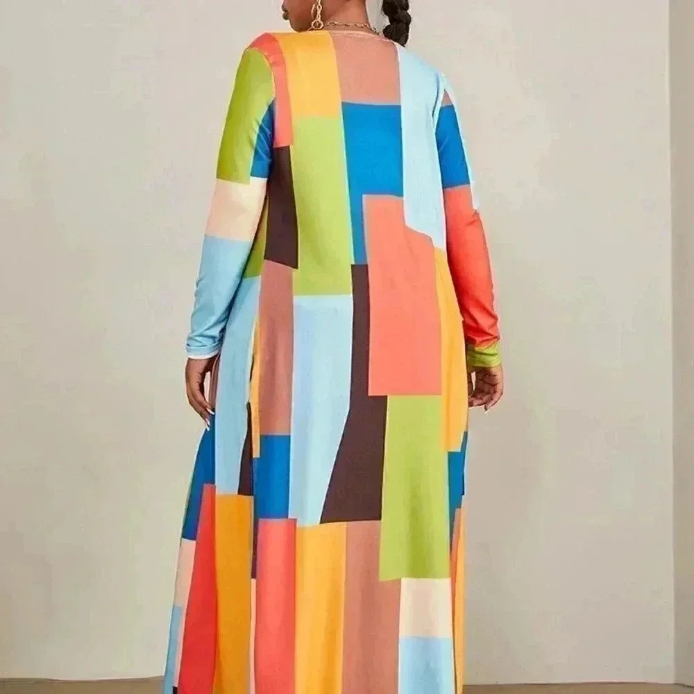 Colorblock Long Duster Cardigan - Multi - Picture 2 of 5